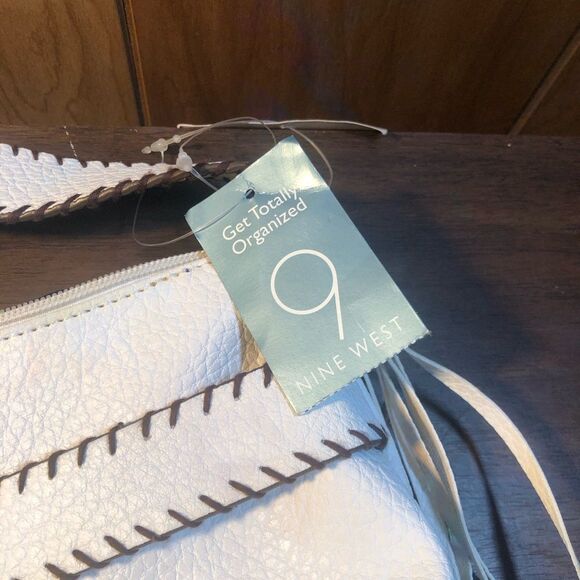 Nine West White and Brown Shoulder Bag with Fringe - Picture 4 of 12